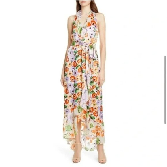 NWT Alice + Olivia Evelia Asymmetric Floral Maxi Dress $595 - Picture 2 of 14